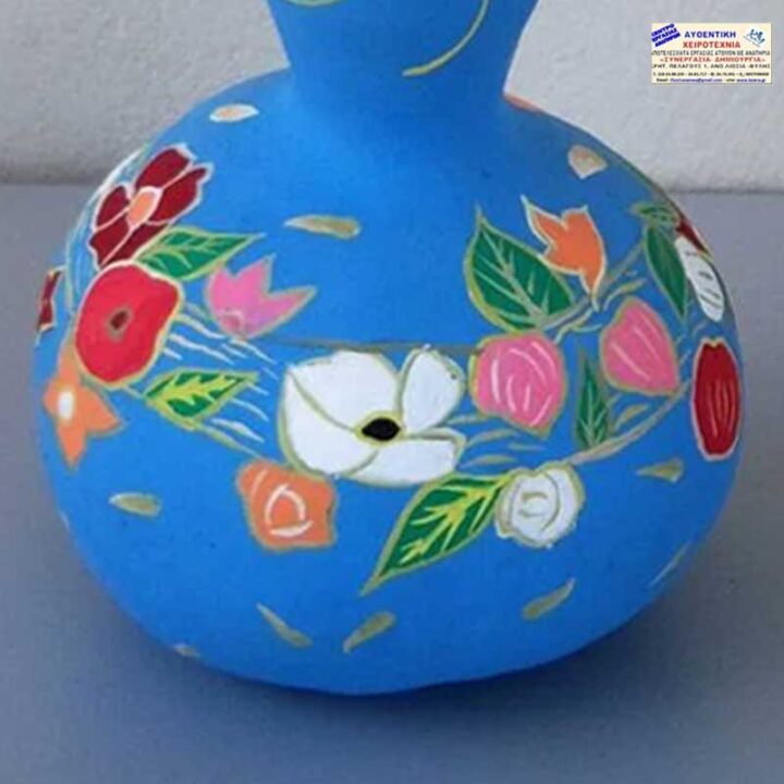 Κολοκύθα διακοσμητική - Μπλε με λουλούδια χειροτεχνία Κολοκύθα διακοσμητική - Μπλε με λουλούδια χειροτεχνία