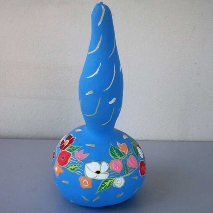 `Κολοκύθα διακοσμητική - Μπλε με λουλούδια χειροτεχνία Κολοκύθα διακοσμητική - Μπλε με λουλούδια χειροτεχνία