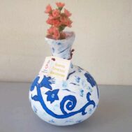 Κολοκύθα διακοσμητική με Μπλε Λουλούδια χειροτεχνία Κολοκύθα διακοσμητική με Μπλε Λουλούδια χειροτεχνία