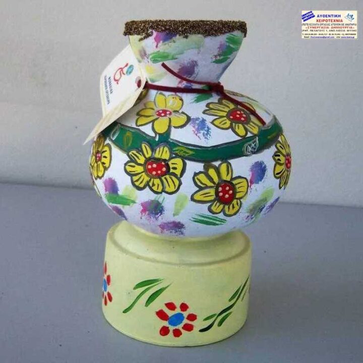 Κολοκύθα διακοσμητική – Κίτρινα λουλούδια χειροτεχνία Κολοκύθα διακοσμητική – Κίτρινα λουλούδια χειροτεχνία