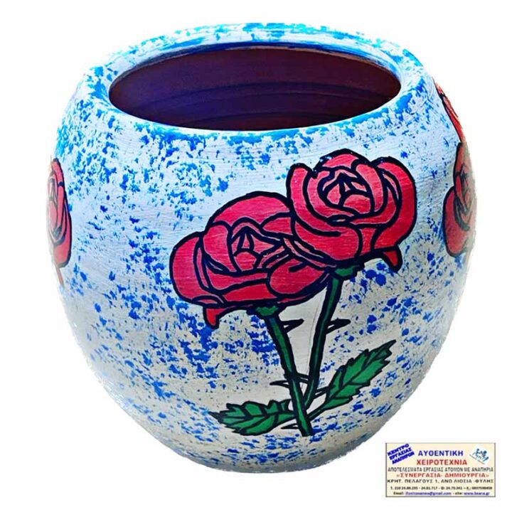 Κεραμική γλάστρα τριαντάφυλλα - Δια χειρός Κεραμική γλάστρα τριαντάφυλλα - Δια χειρός